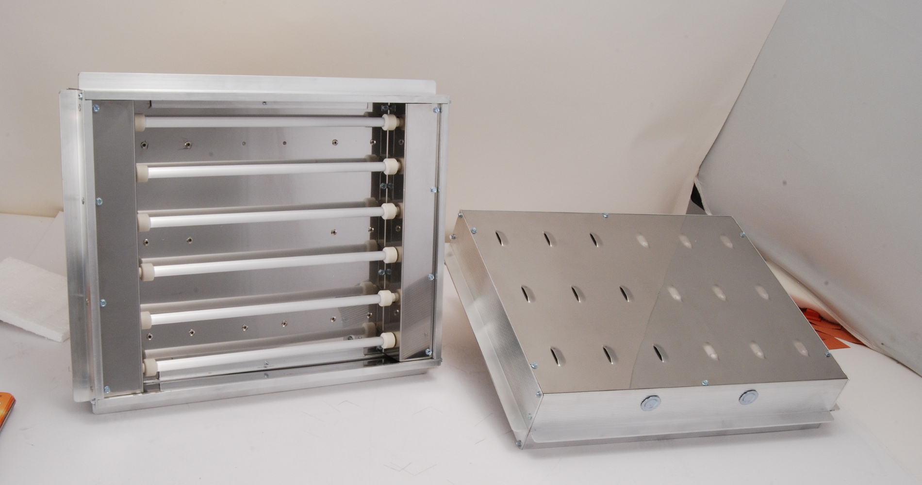 Close-up of Tempco quartz infrared heaters