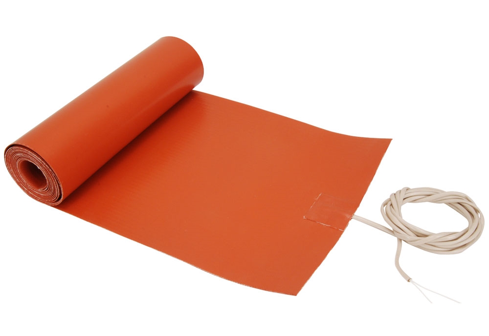 Long silicone rubber heater with leads