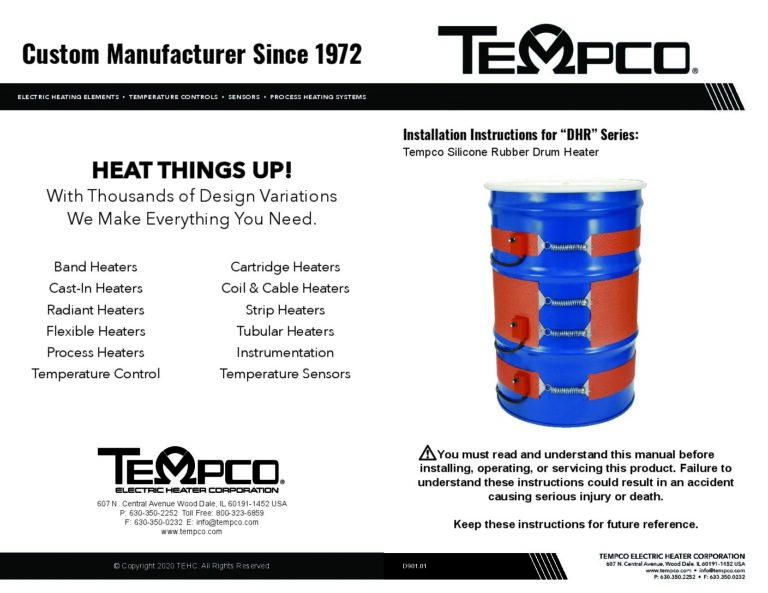 DHR Series Silicone Rubber Drum Heater Installation Instructions